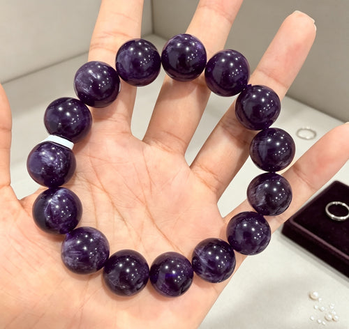 Pure Natural Crystal Amethyst Bracelet Deep Purple