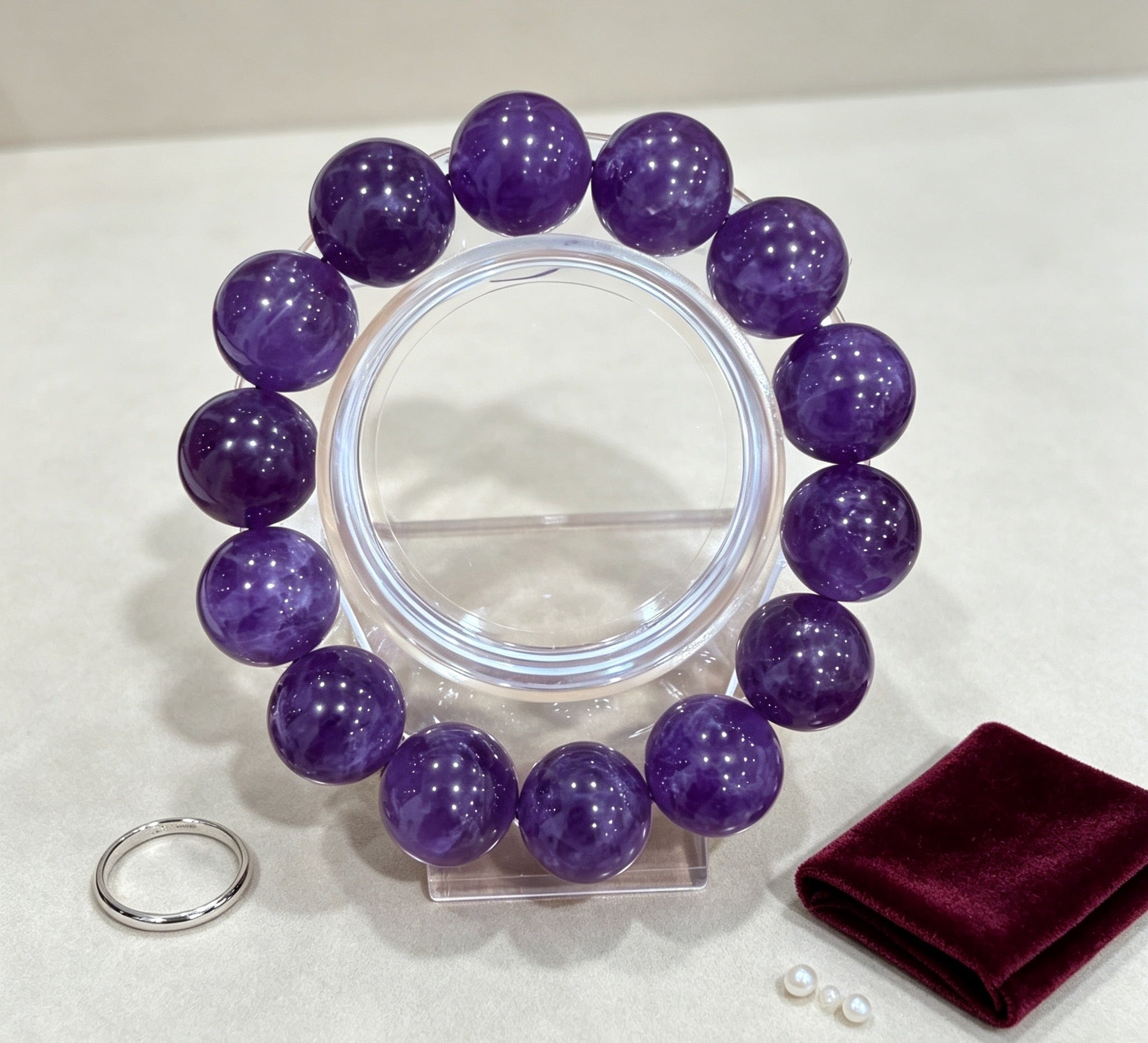 Pure Natural Crystal Amethyst Bracelet Deep Purple