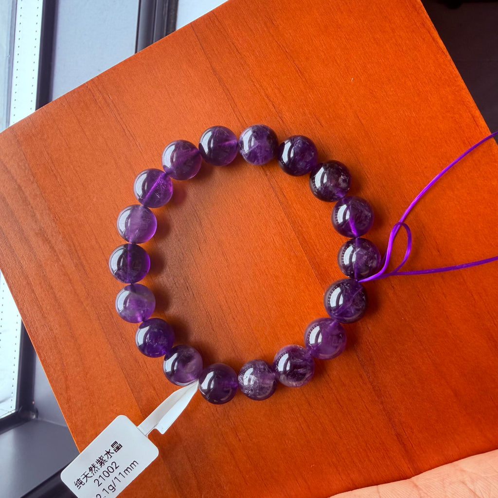 Pure Natural Crystal Amethyst Bracelet Deep Purple
