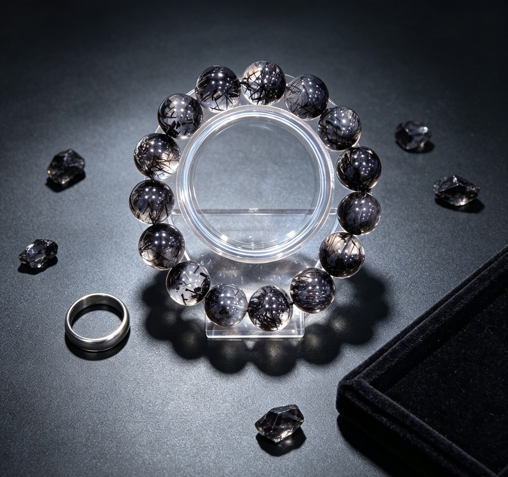 Pure Natural Crystal Black Rutilated Quartz Bracelet