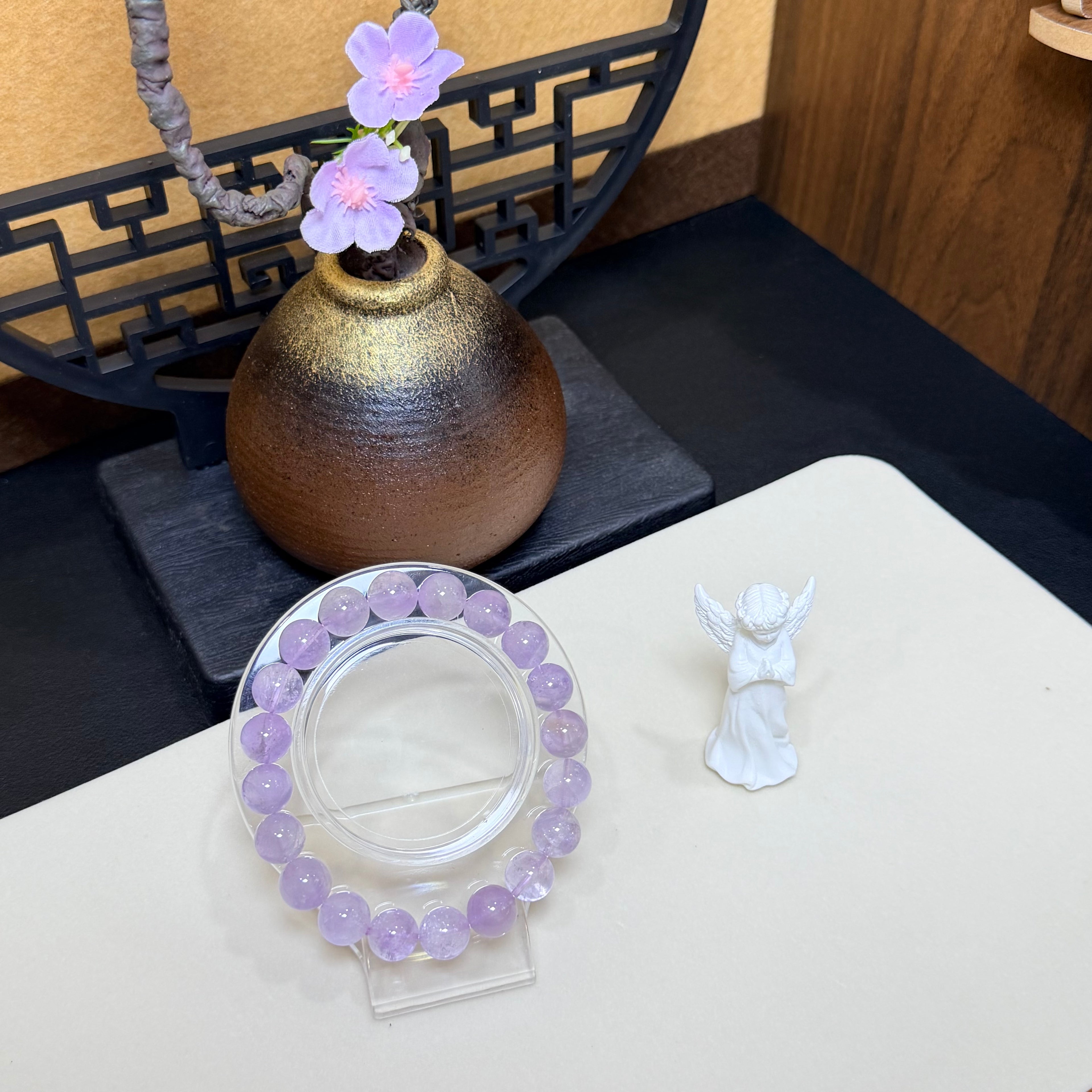 Pure Natural Crystal Amethyst Bracelet Light Purple