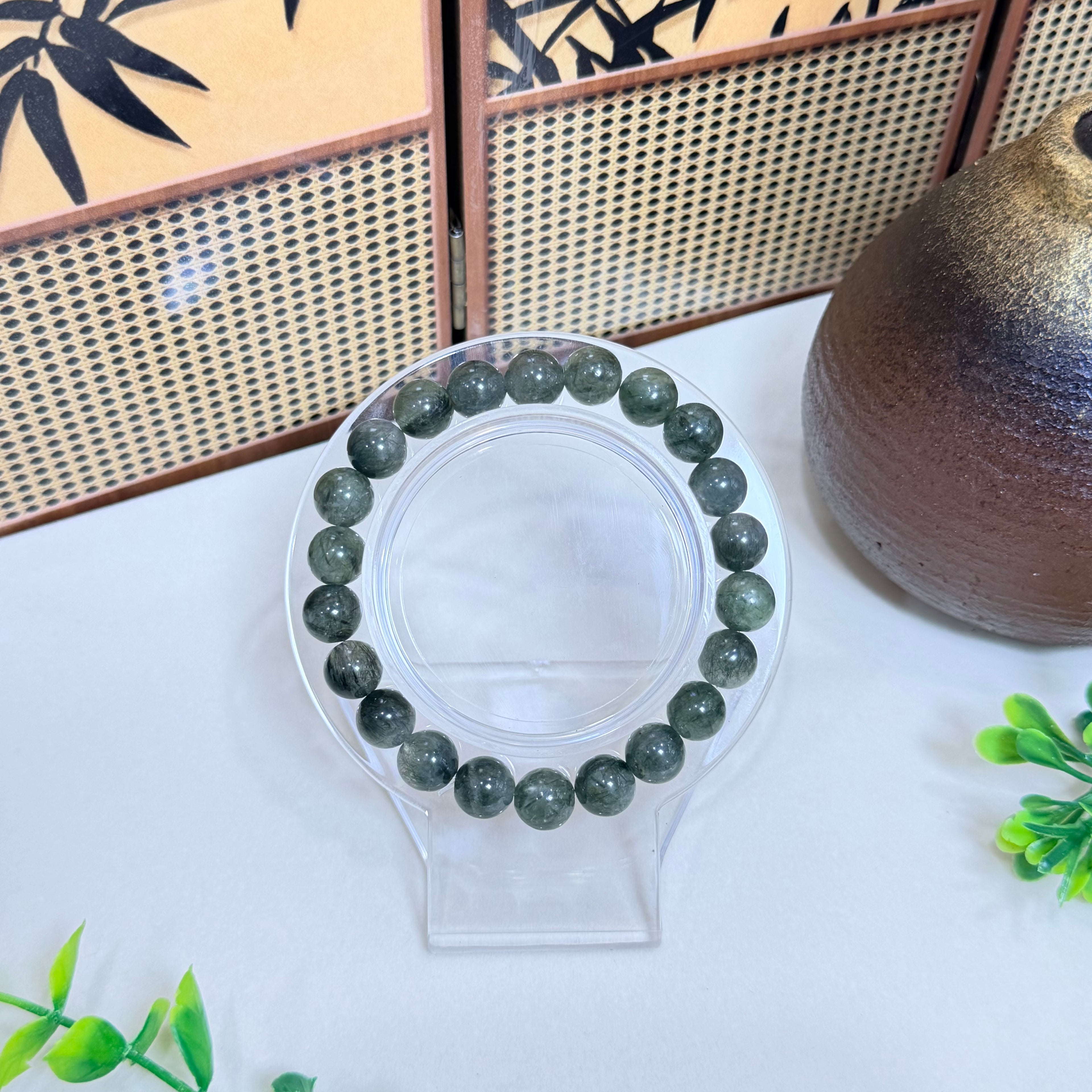 Pure Natural Crystal Green Rutilated Quartz Bracelet