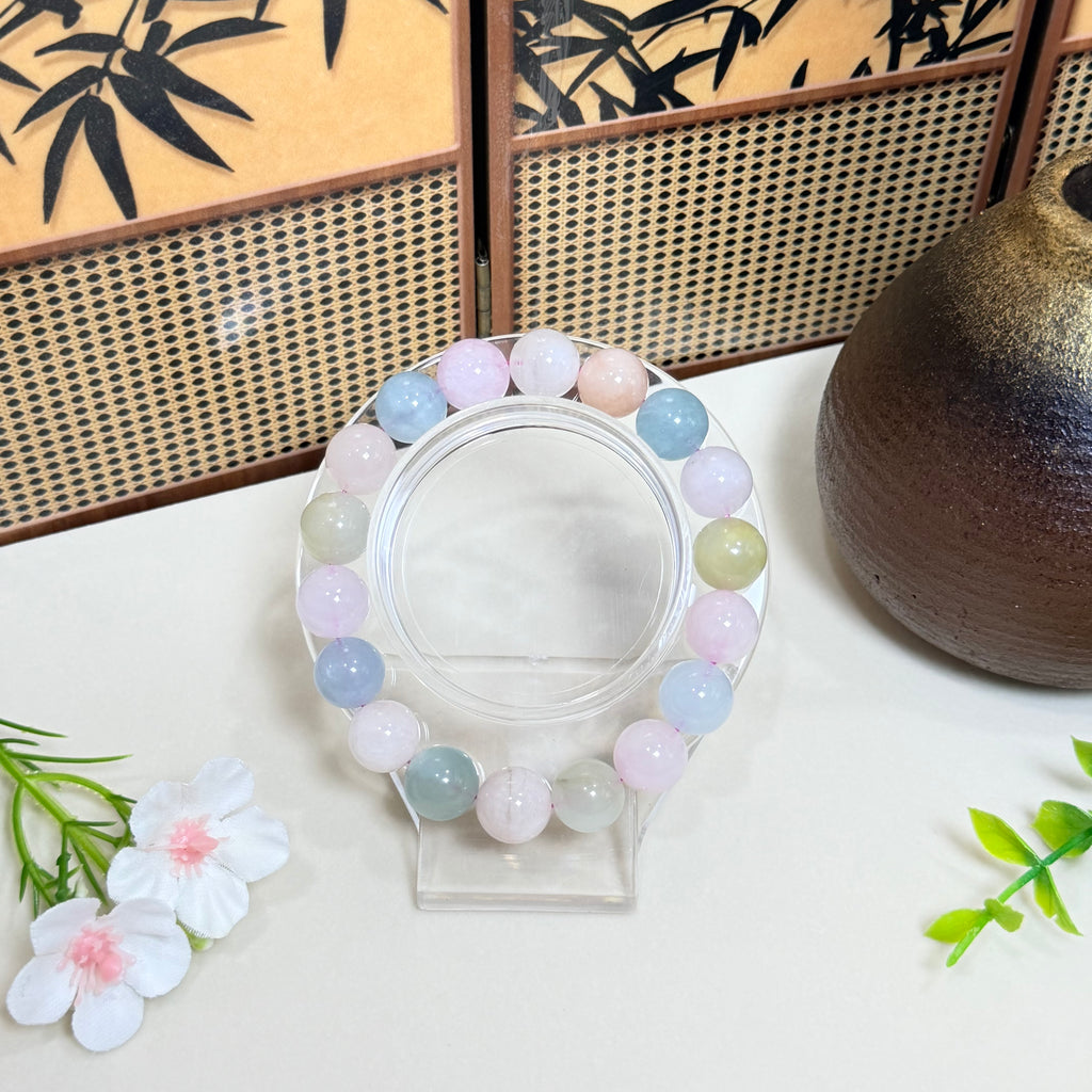 Pure Natural Crystal Morganite Bracelet Colourful Stone