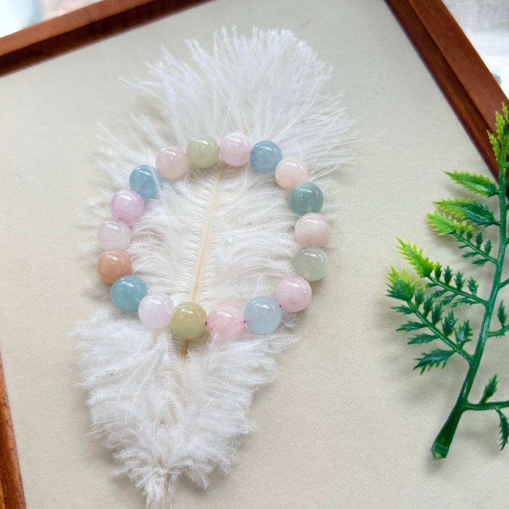Pure Natural Crystal Morganite Bracelet Colourful Stone