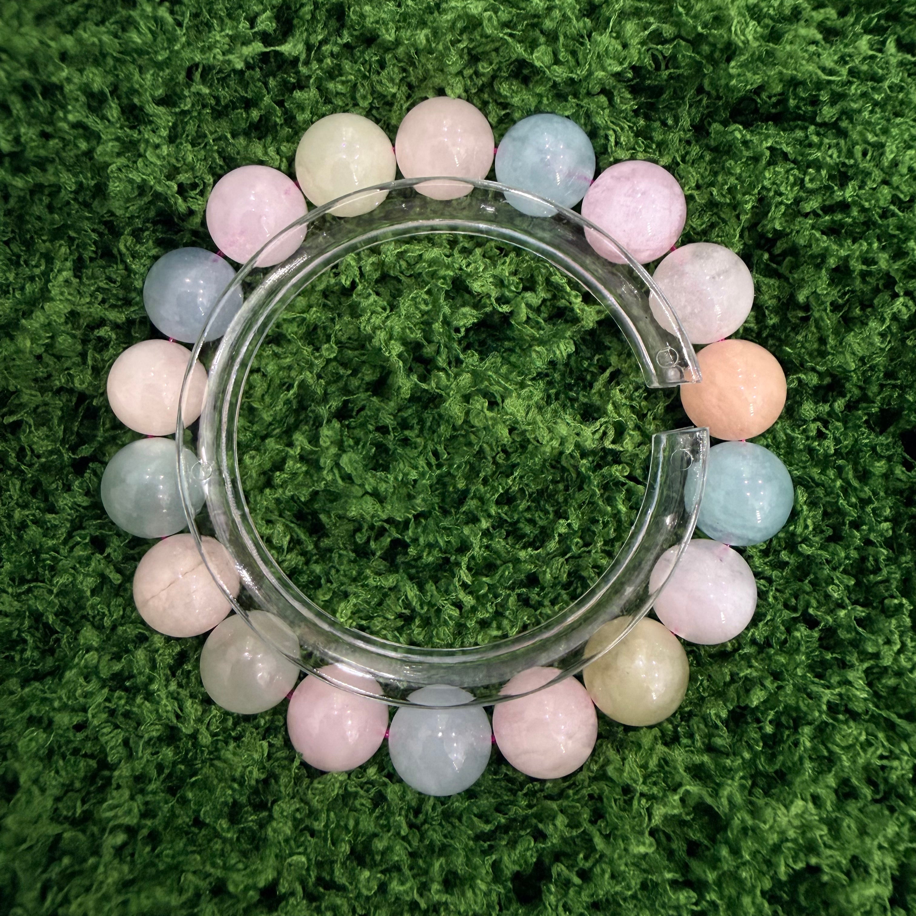 Pure Natural Crystal Morganite Bracelet Colourful Stone