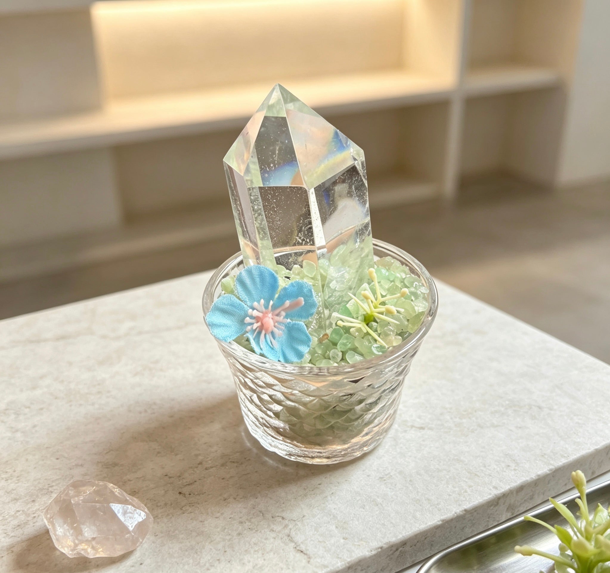 white crystal rock plant pot