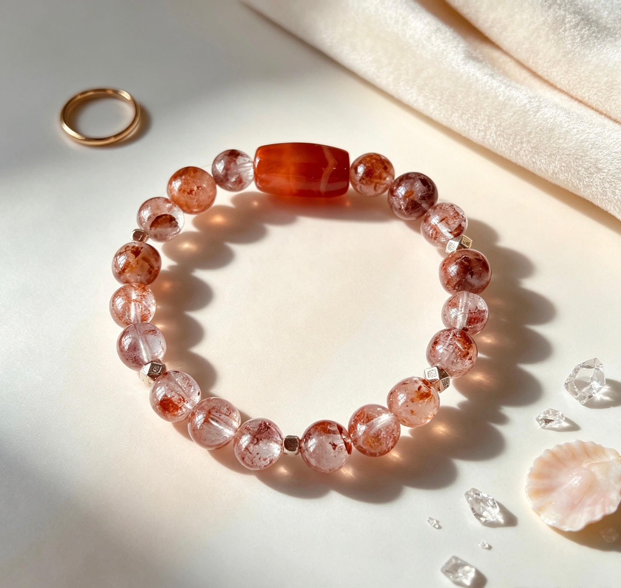 rabbit fur crystal bracelet