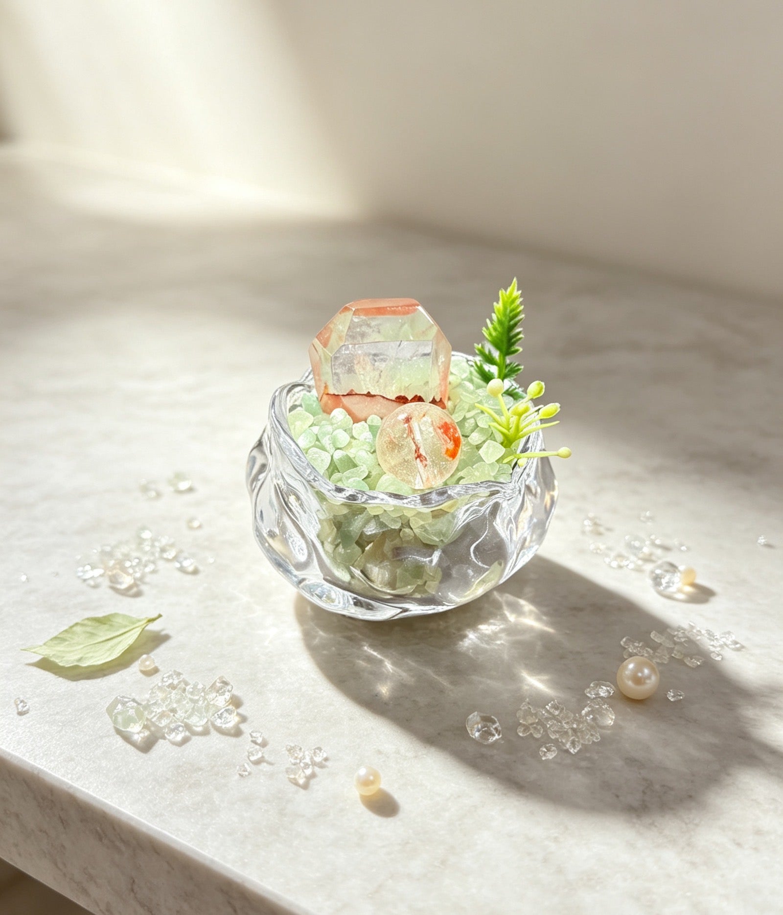 PX8 Red resin flower crystal mineral potted plant, office ornament, gift item