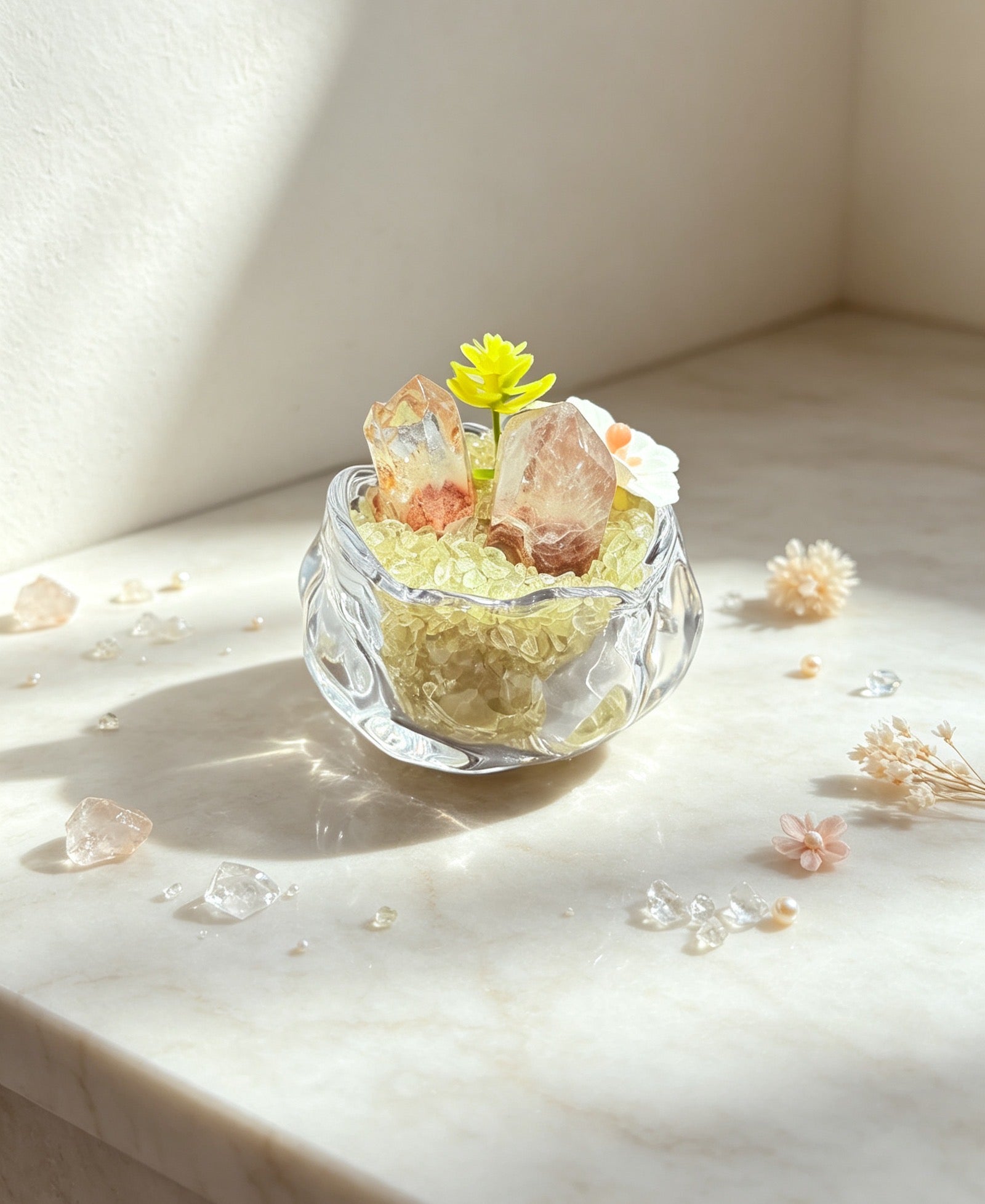 PX9 Red resin flower crystal mineral potted plant, office ornament, gift item
