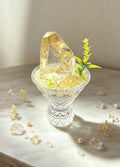 PX12 Natural Dark Yellow Quartz Mineral Potted Plant Office Decor Artificial Flower Pot Gift