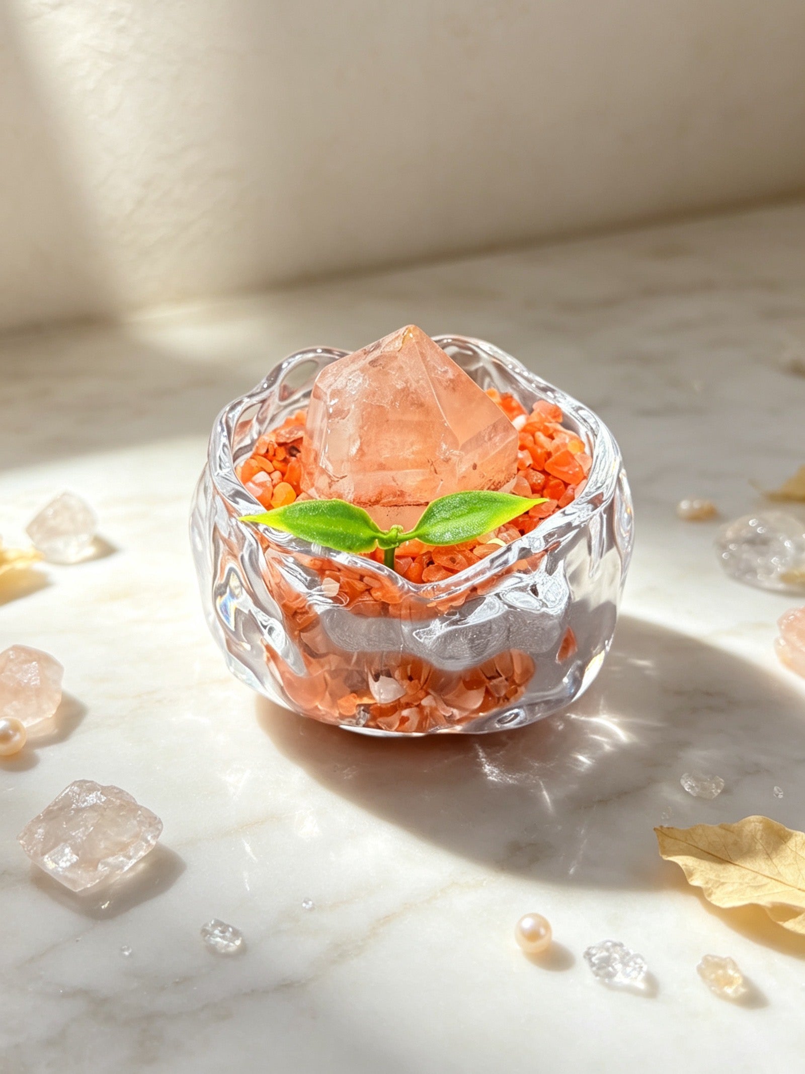 PX13 Natural Red Shadow Mountain Crystal Mineral Potted Plant, Office Desk Ornament, Fake Flower Pot, Gift