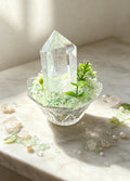 PX15 Natural White Crystal Mineral Potted Plant for Office Display, Giftable Artificial Flower Pot