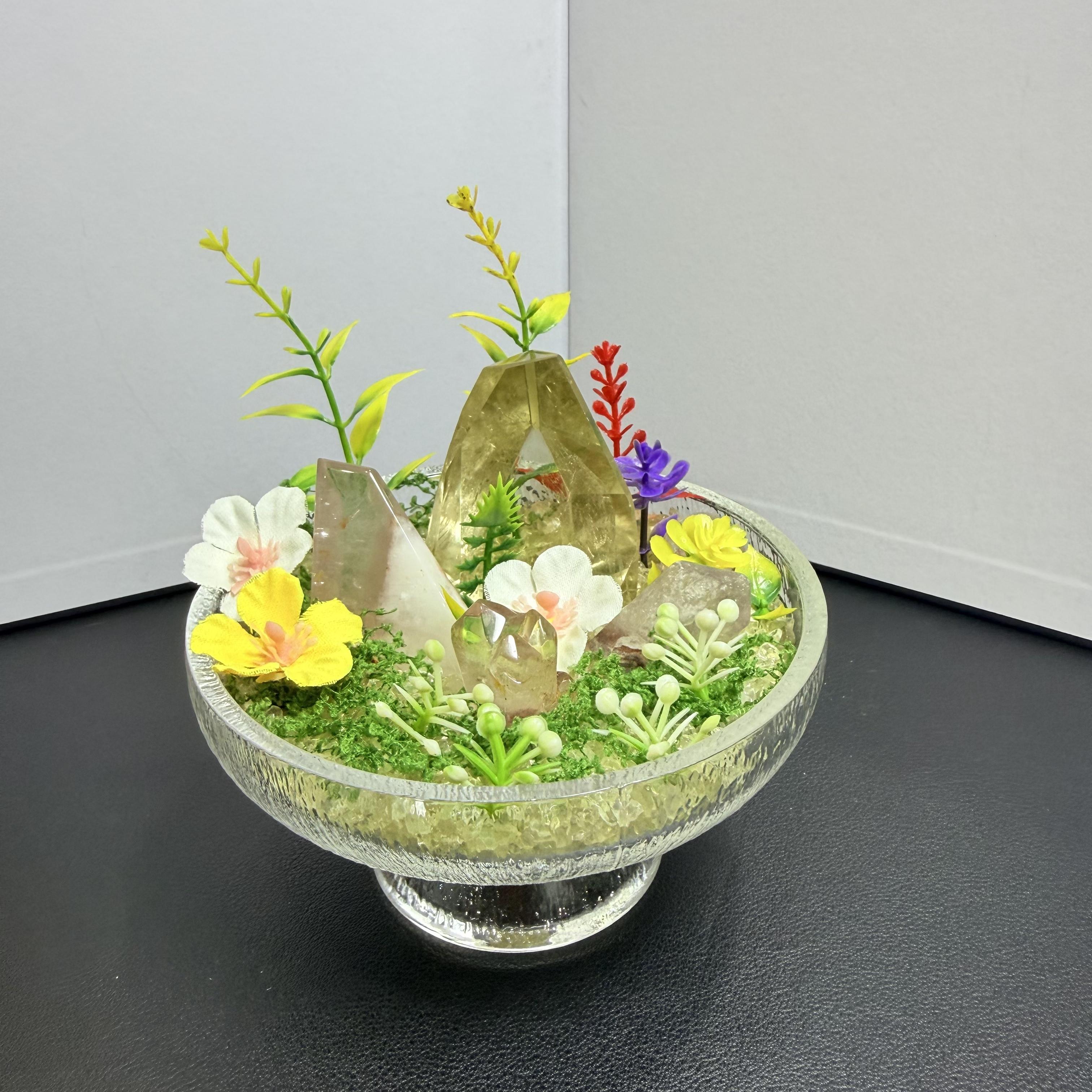[Plant 3]All-natural Crystal Potted Plant DIY With Citrine and Red Phantom Quartz