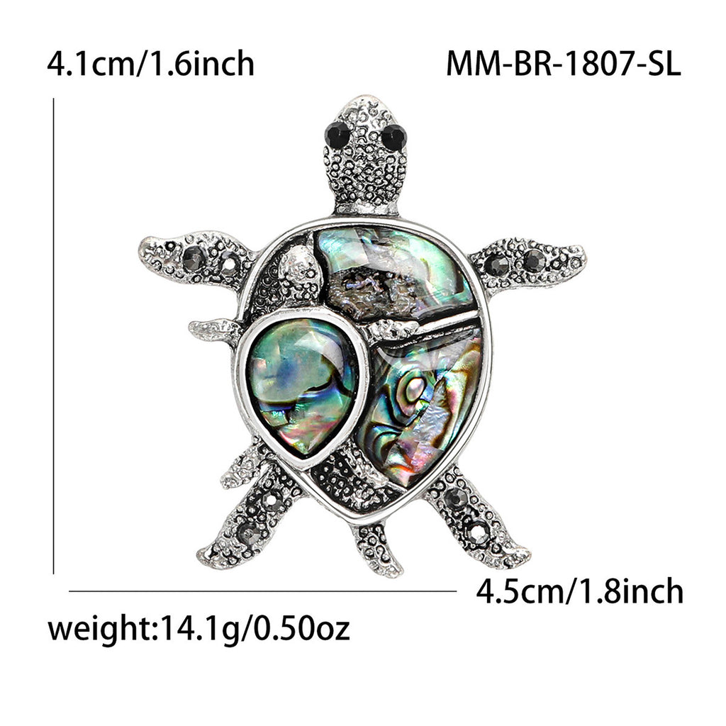 New Turtle Pin Brooch, Electroplated Antique Silver Animal Brooch