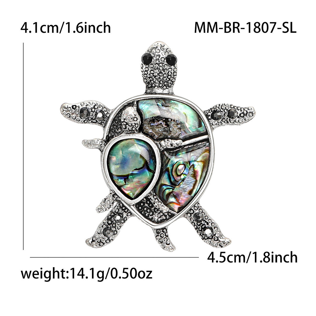 New Turtle Pin Brooch, Electroplated Antique Silver Animal Brooch