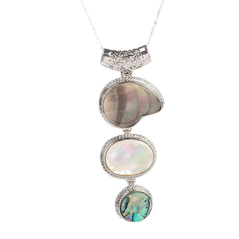 Natural Abalone Vintage Oval Fashion Colorful Shell Round Pendant Gourd-Shaped White Shell Collarbone Necklace