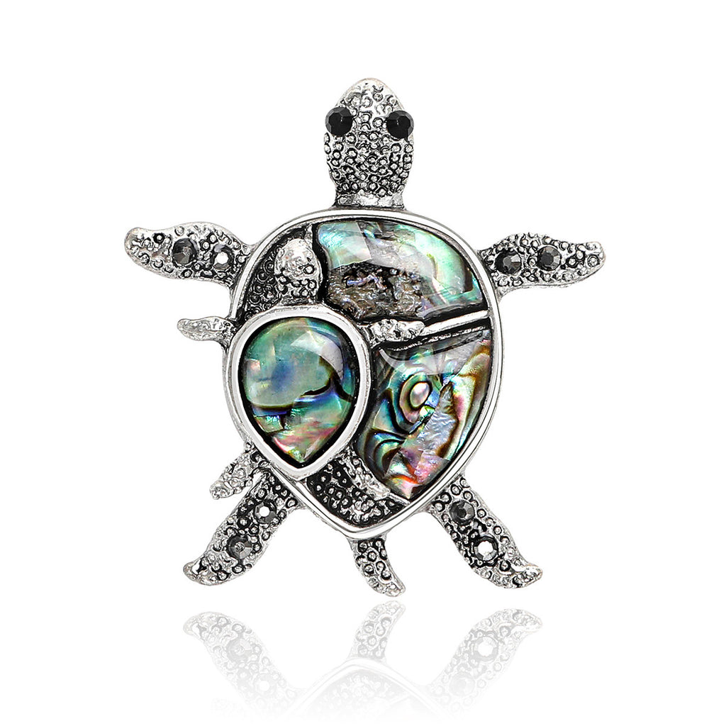 New Turtle Pin Brooch, Electroplated Antique Silver Animal Brooch