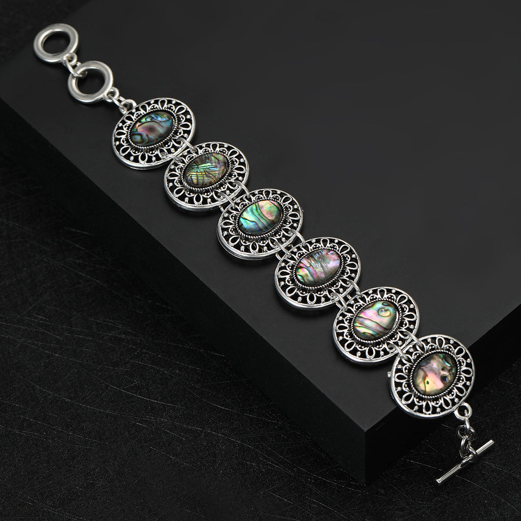 Luxurious palace-style personality alloy vintage abalone shell bracelet fashionable accessory