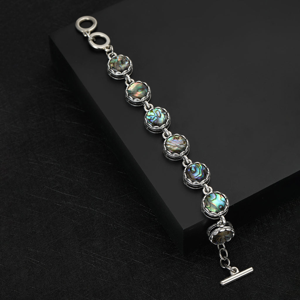 Fashionable Abalone Shell Bracelet, Creative Adjustable Three-Ring Clasp Bracelet, INS Style Jewelry Wholesale