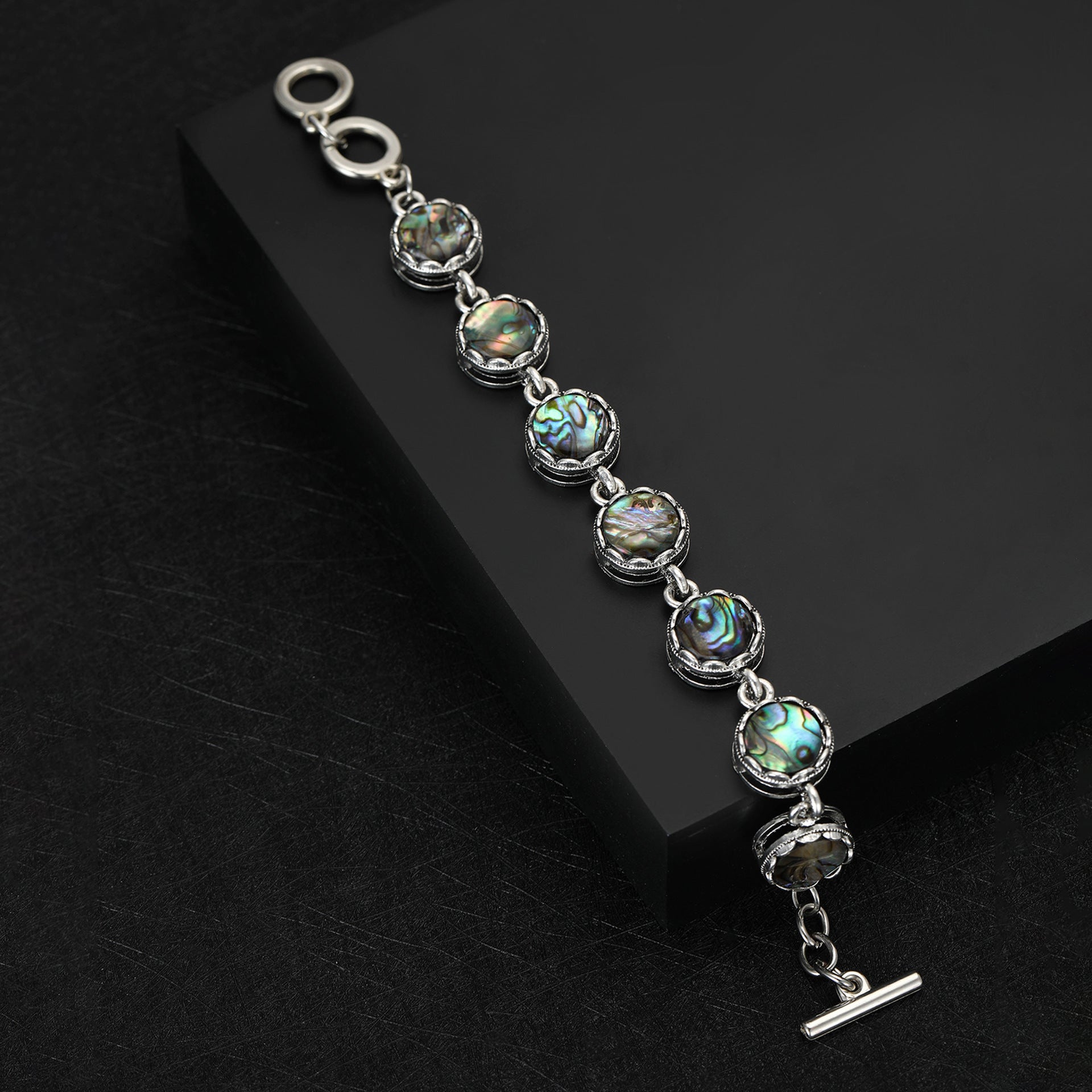 Fashionable Abalone Shell Bracelet, Creative Adjustable Three-Ring Clasp Bracelet, INS Style Jewelry Wholesale