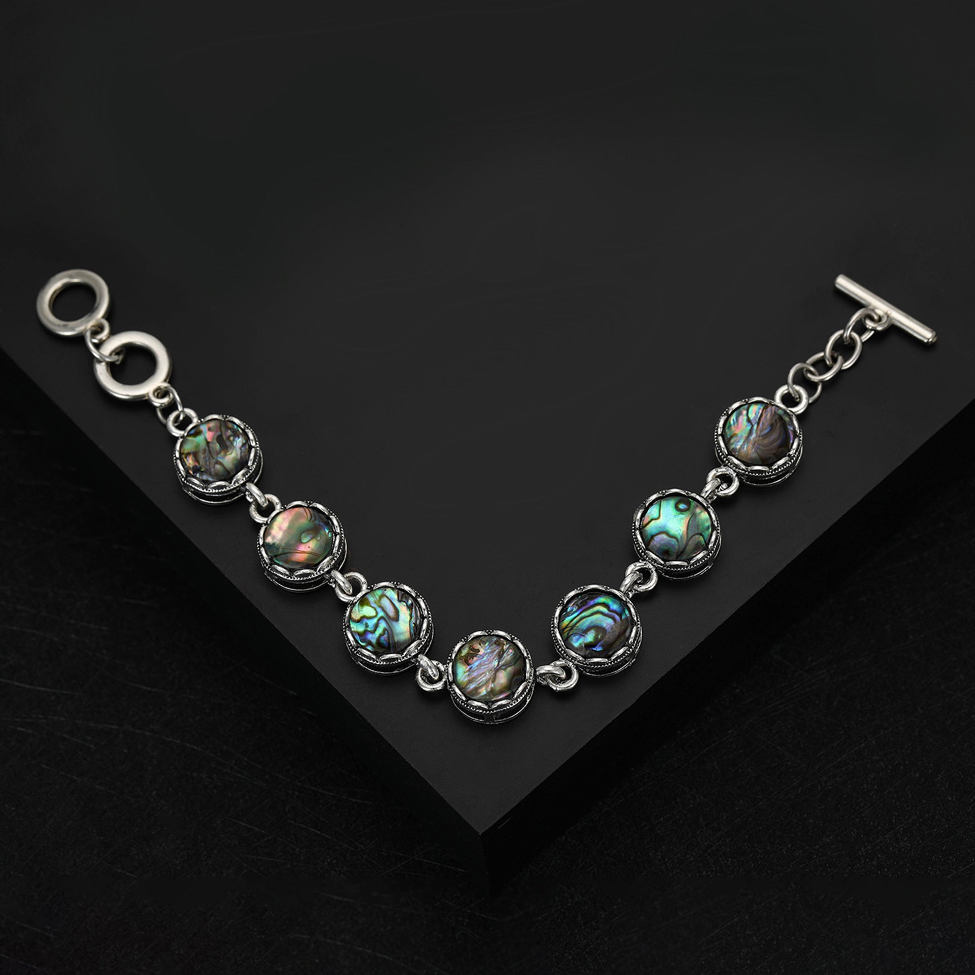 Fashionable Abalone Shell Bracelet, Creative Adjustable Three-Ring Clasp Bracelet, INS Style Jewelry Wholesale