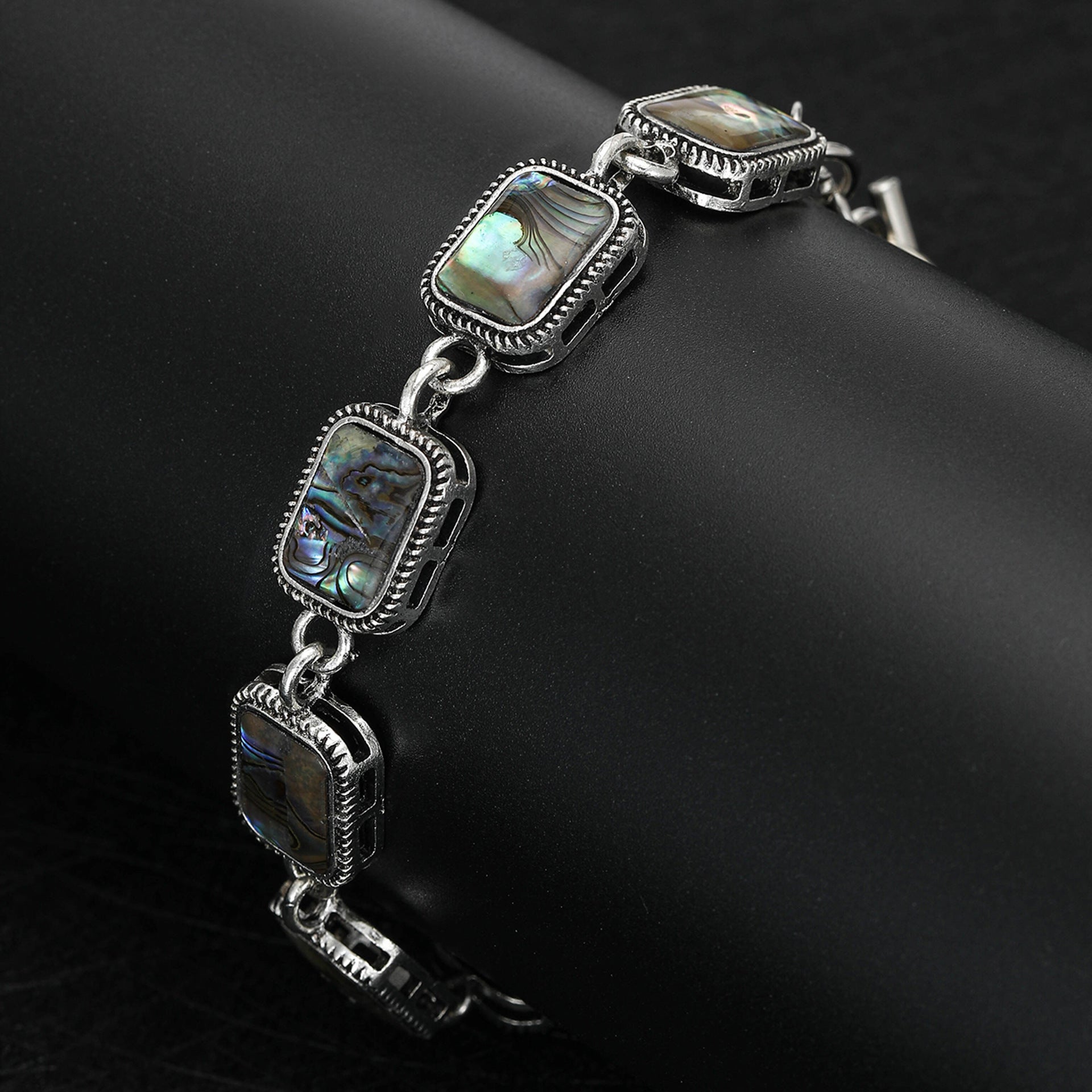 New Zealand Rainbow Abalone Shell Bracelet Rectangular Geometric Bracelet Fashion Jewelry