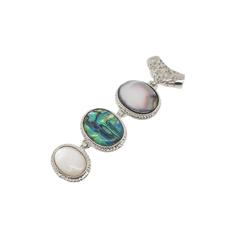 Ocean Lover Oval Shell Pendant Jewelry Abalone Shell Alloy Holder Fashionable Eye-Catching Accessory
