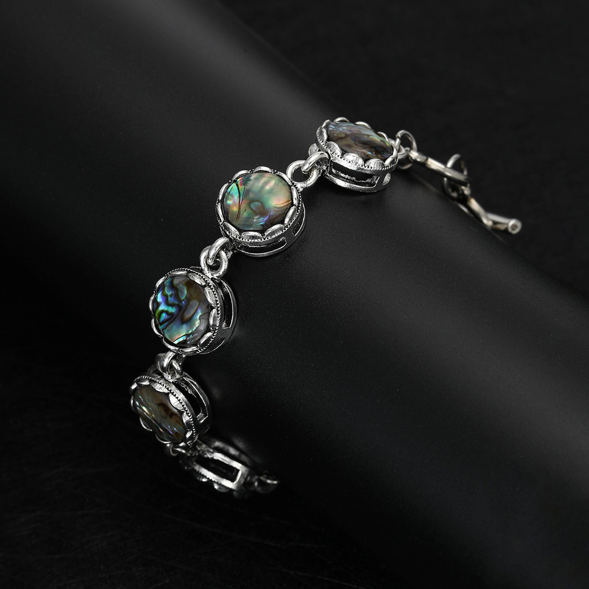 Fashionable Abalone Shell Bracelet, Creative Adjustable Three-Ring Clasp Bracelet, INS Style Jewelry Wholesale
