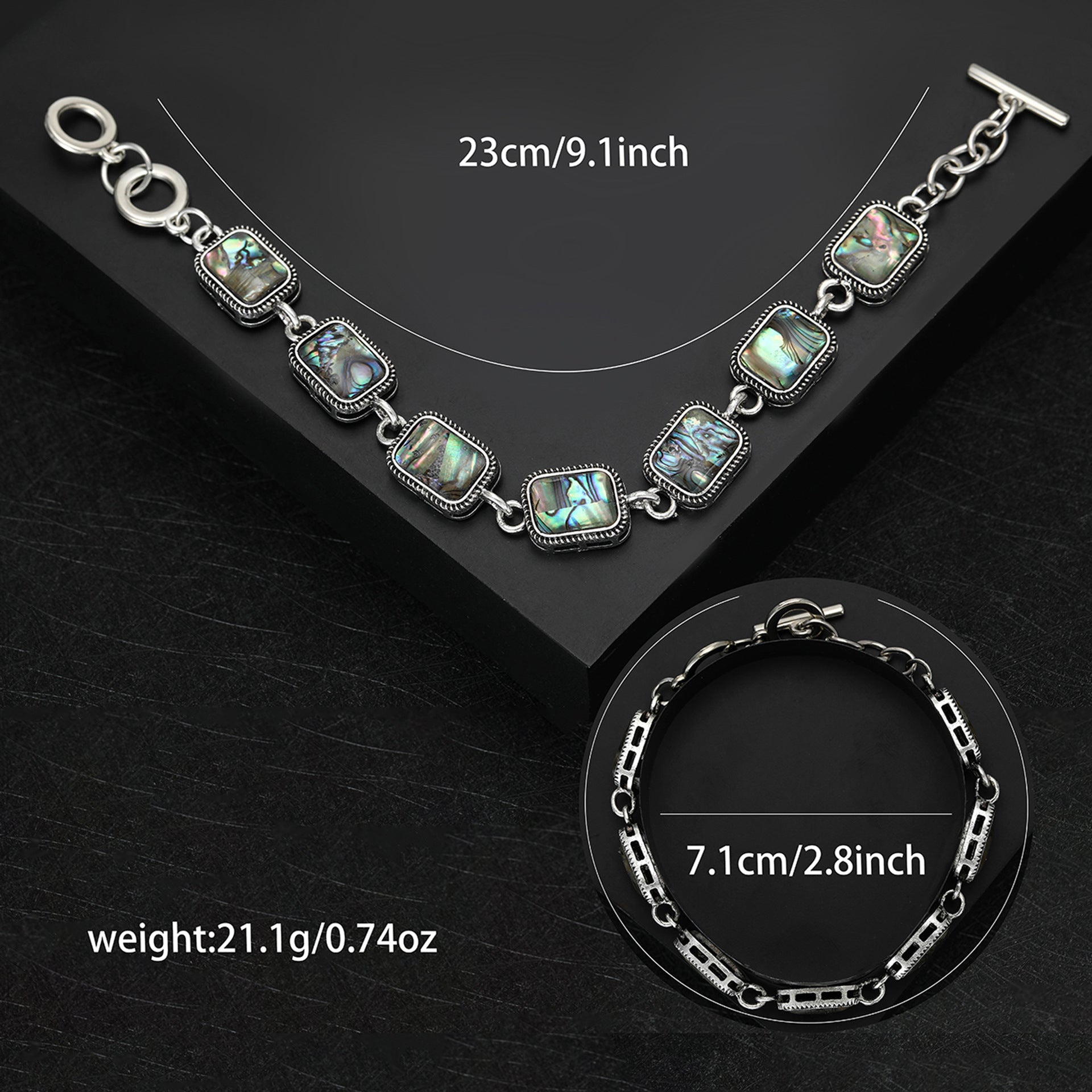New Zealand Rainbow Abalone Shell Bracelet Rectangular Geometric Bracelet Fashion Jewelry