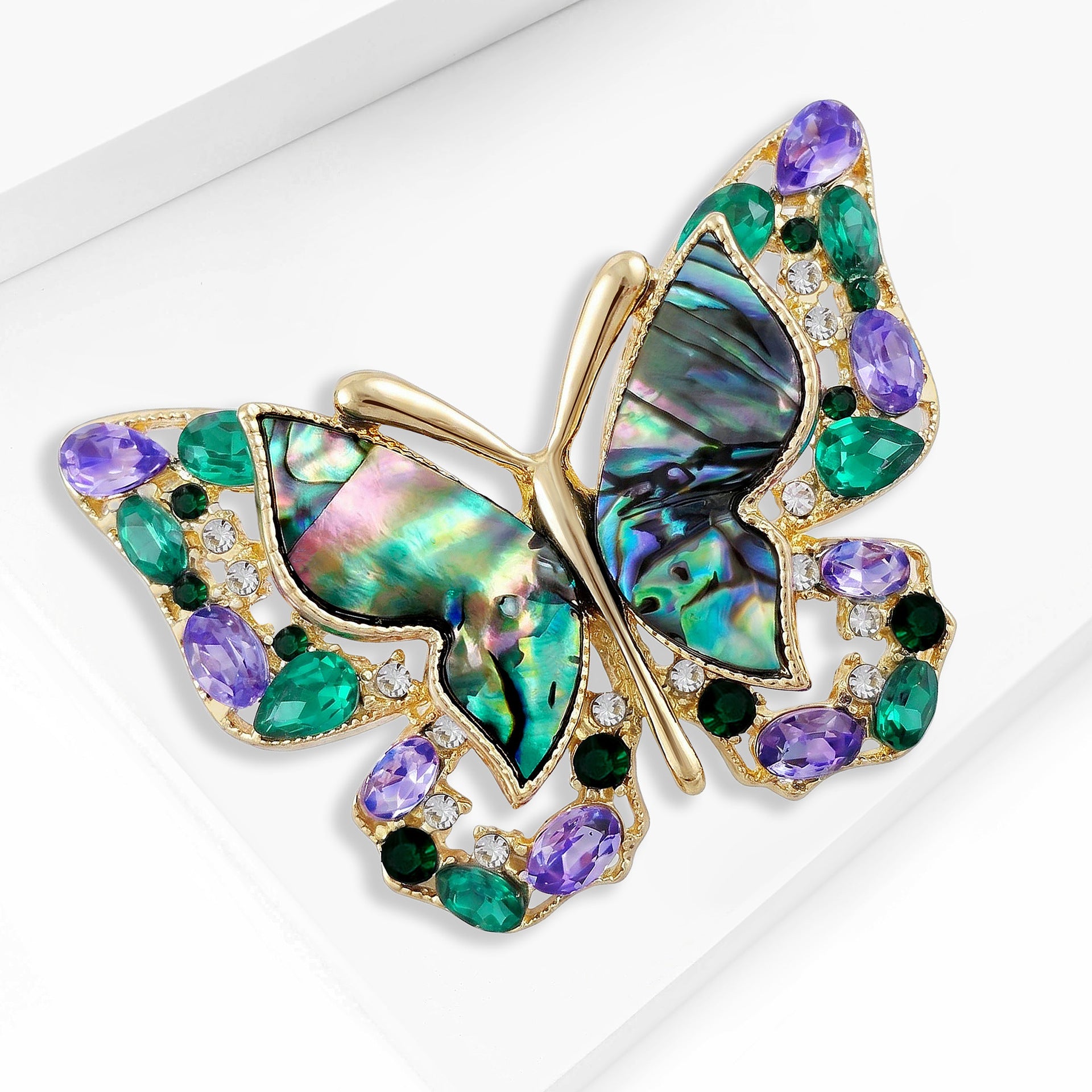 Fashion Alloy Abalone Shell Butterfly Brooch, Versatile and Elegant Ladies' Clothing Pin: BR5824
