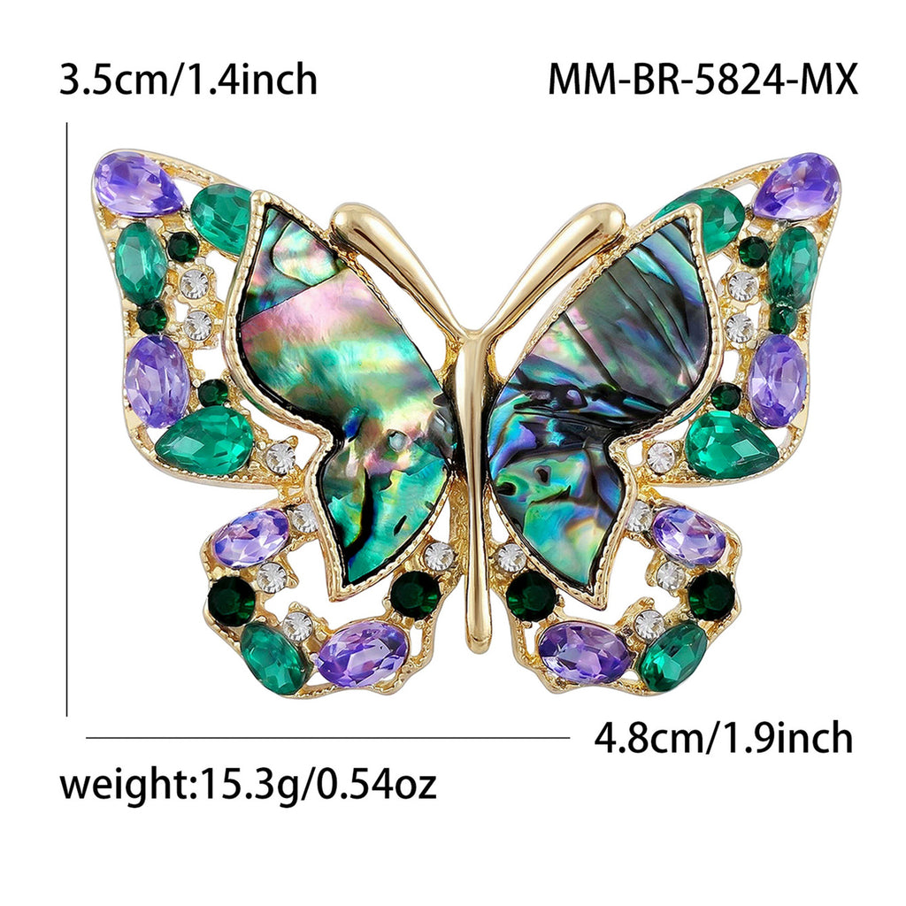 Fashion Alloy Abalone Shell Butterfly Brooch, Versatile and Elegant Ladies' Clothing Pin: BR5824