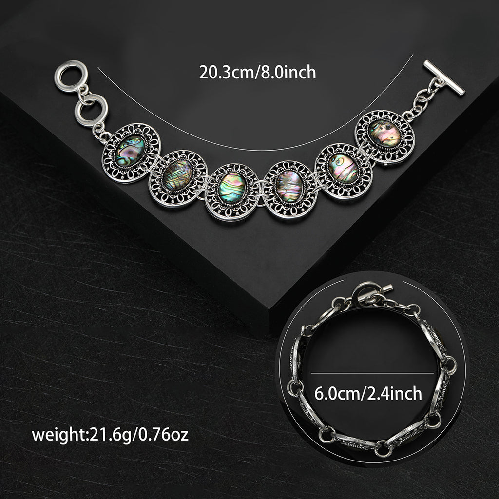 Luxurious palace-style personality alloy vintage abalone shell bracelet fashionable accessory