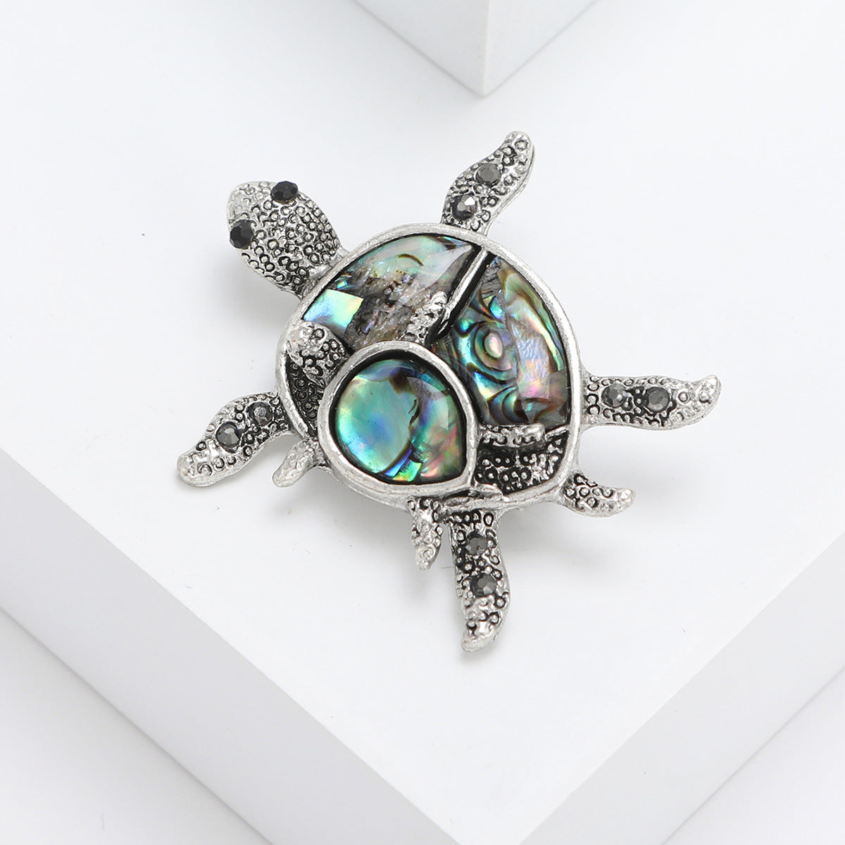 New Turtle Pin Brooch, Electroplated Antique Silver Animal Brooch
