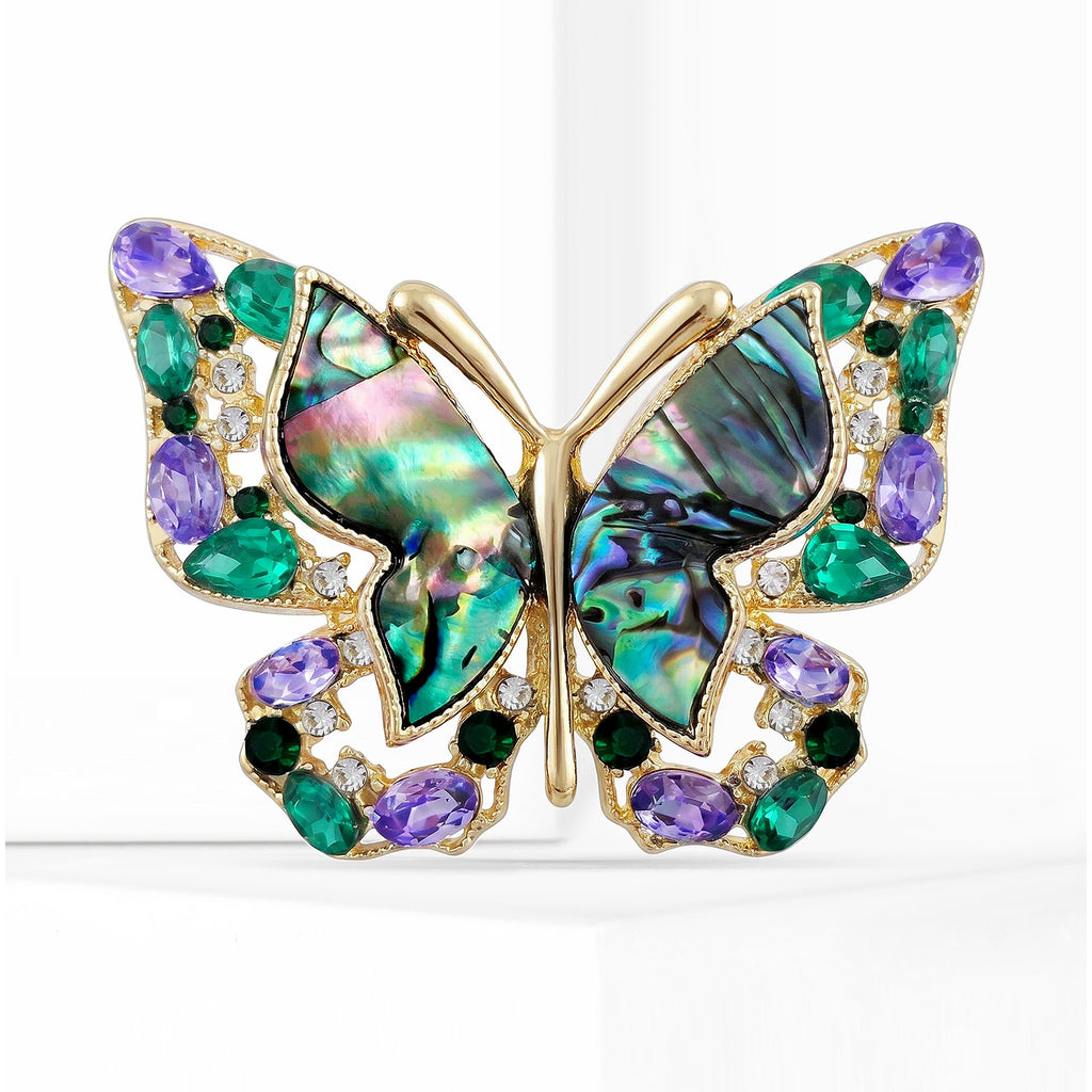 Fashion Alloy Abalone Shell Butterfly Brooch, Versatile and Elegant Ladies' Clothing Pin: BR5824