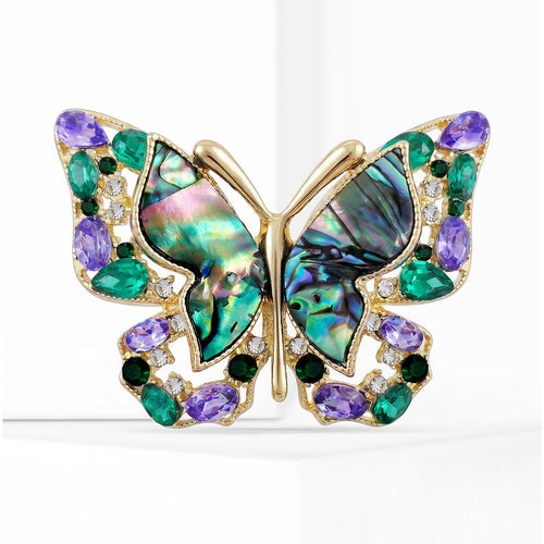 Fashion Alloy Abalone Shell Butterfly Brooch, Versatile and Elegant Ladies' Clothing Pin: BR5824