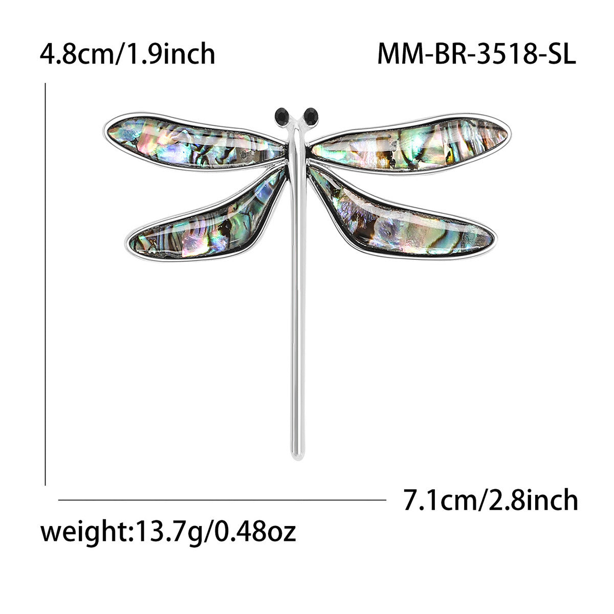 Retro Art Dragonfly Brooch Alloy Emerald Shell Pin for Suits, Coats, and Jackets