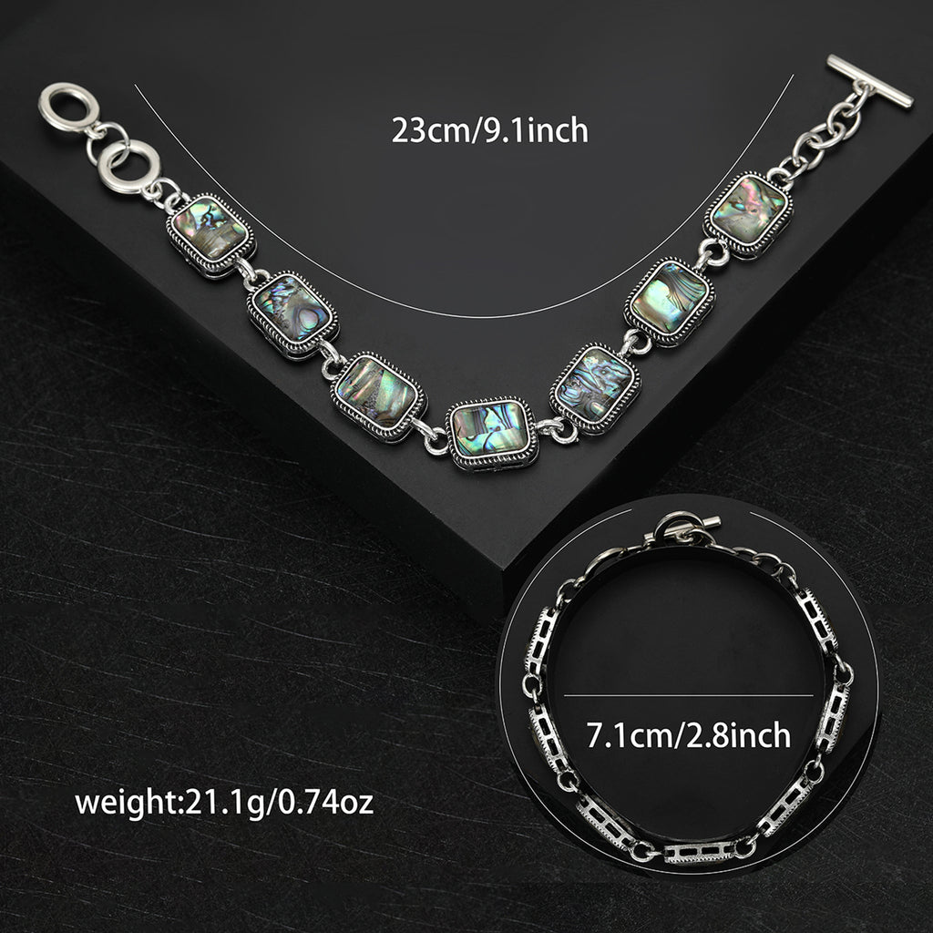 New Zealand Rainbow Abalone Shell Bracelet Rectangular Geometric Bracelet Fashion Jewelry