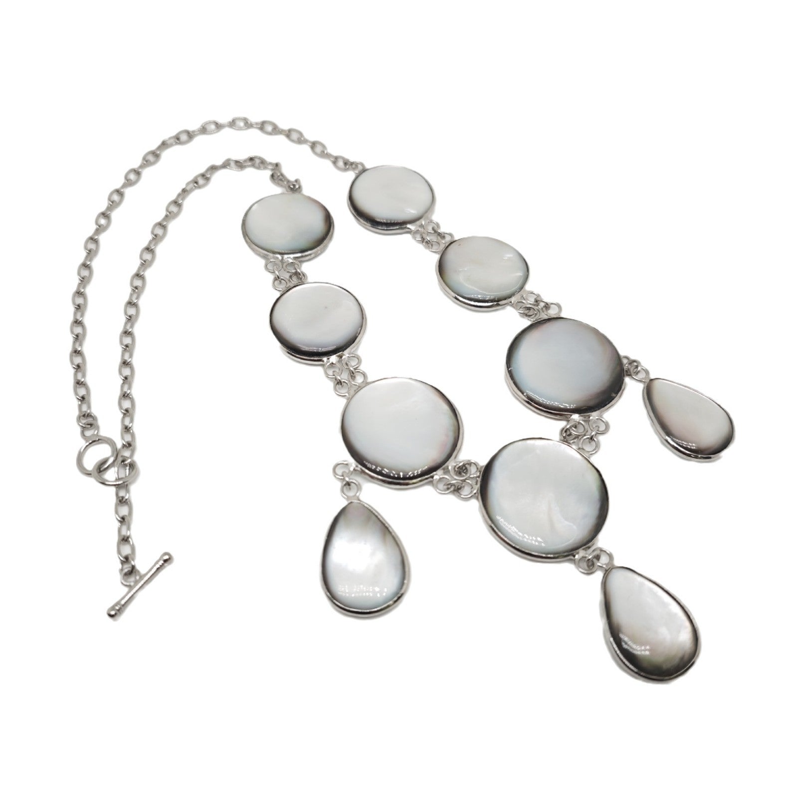 Ocean Queen Natural White Shell Long Necklace for Women, Versatile High-End Look Collarbone Chain, Copper Silver-Plated Jewelry Wholesale