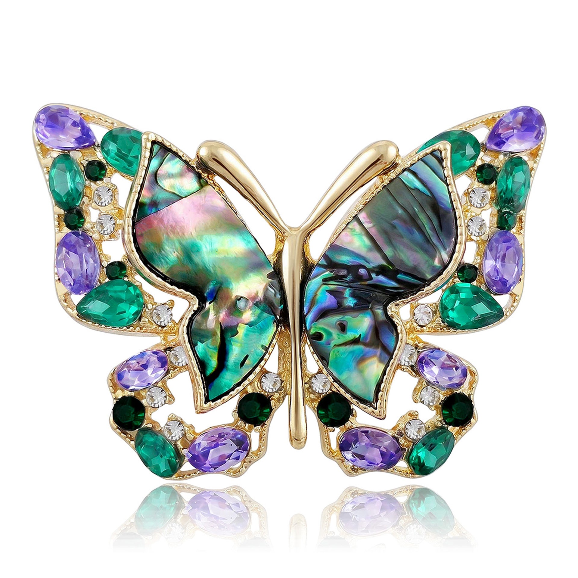 Fashion Alloy Abalone Shell Butterfly Brooch, Versatile and Elegant Ladies' Clothing Pin: BR5824