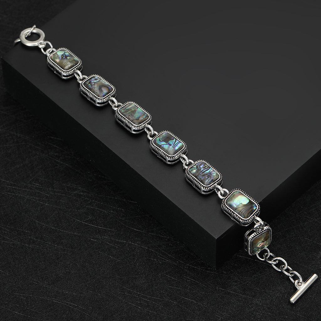 New Zealand Rainbow Abalone Shell Bracelet Rectangular Geometric Bracelet Fashion Jewelry