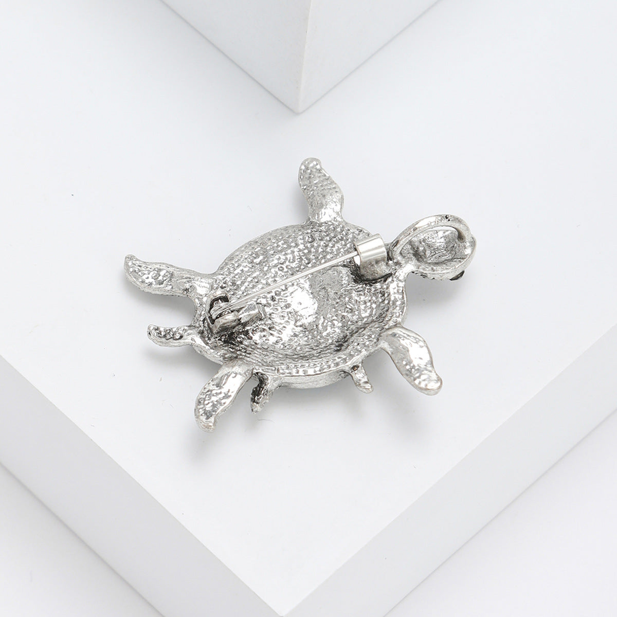 New Turtle Pin Brooch, Electroplated Antique Silver Animal Brooch