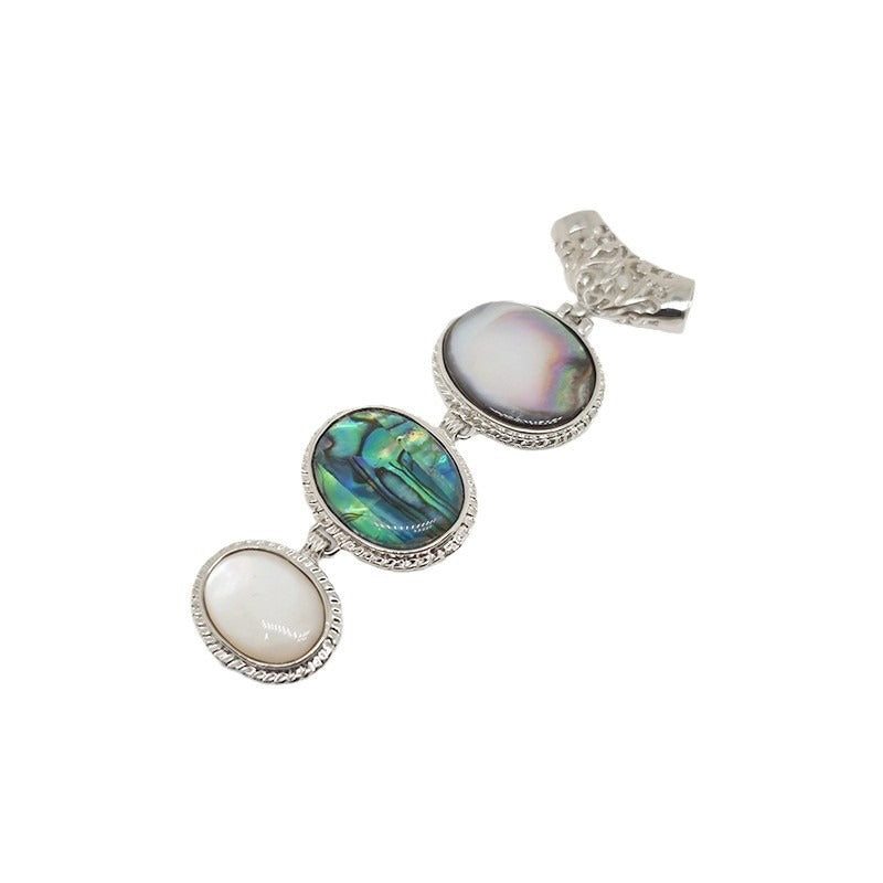 Ocean Lover Oval Shell Pendant Jewelry Abalone Shell Alloy Holder Fashionable Eye-Catching Accessory